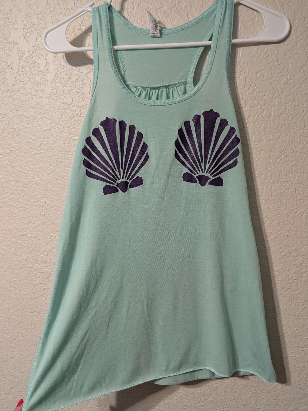 Shell Bra Little Mermaid Aqua Turquoise & Purple Ariel Tank Top Halloween Size M